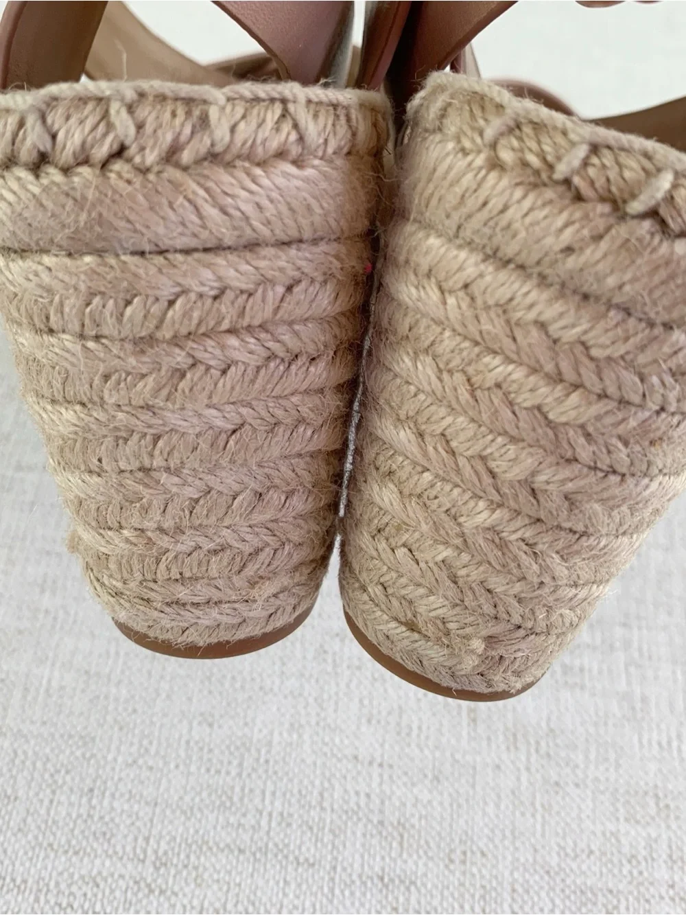 Tory Burch women's leather Espadrille Wedge Sandals blush tan size 9